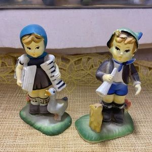 Vintage Hummel Style Plastic Boy and Girl